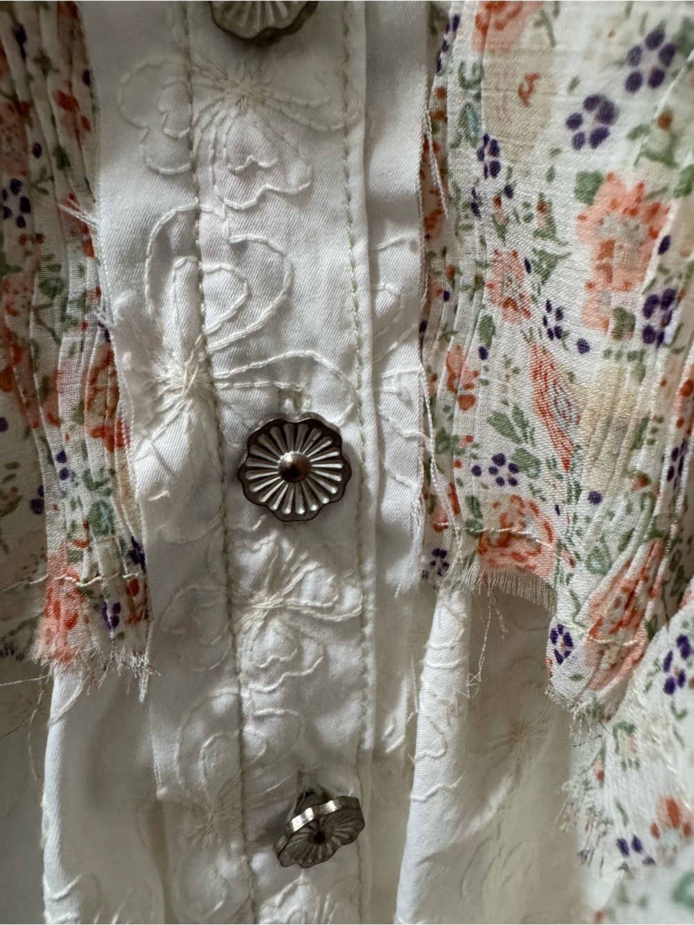 POL White Layered Ruffle Sundress with Floral Panel - Picture 3 of 7